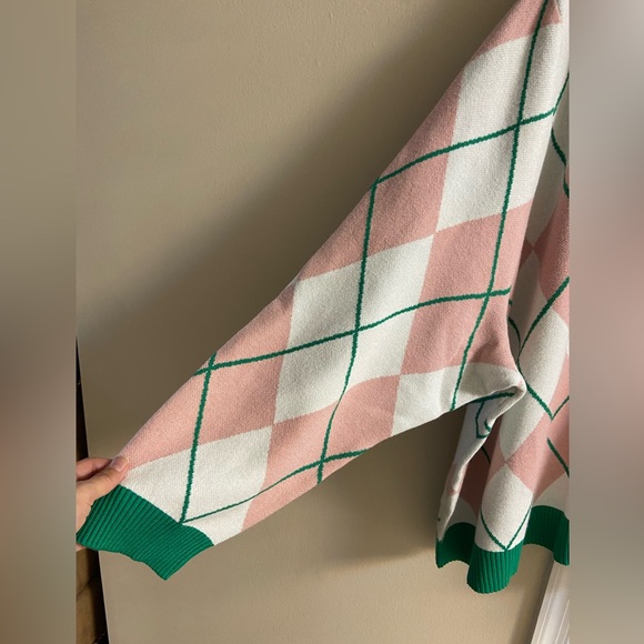 Torrid Argyle sweater cardigan button front long line 5X - Picture 5 of 7